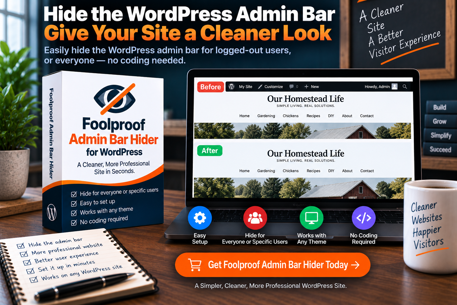 Foolproof Admin Bar Hider for WordPress